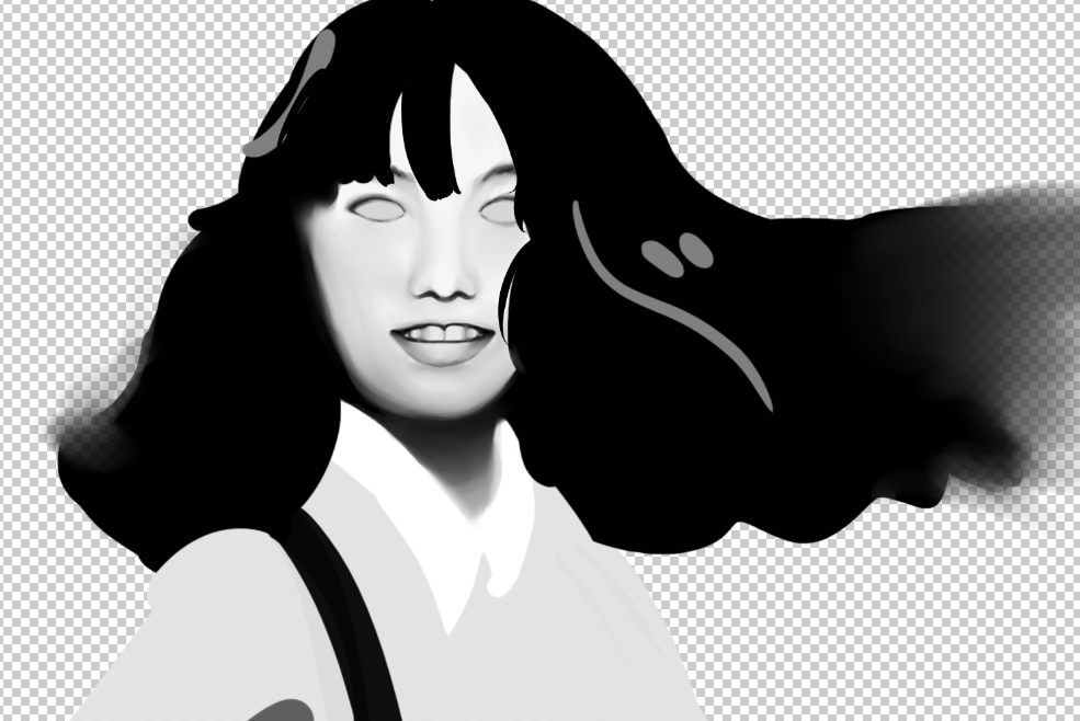 a sketch of the mariya takeuchi from the plastic love photoshoot