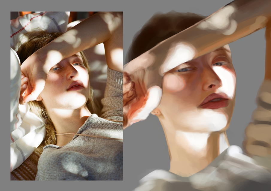 study of a girl with dappled light over her face