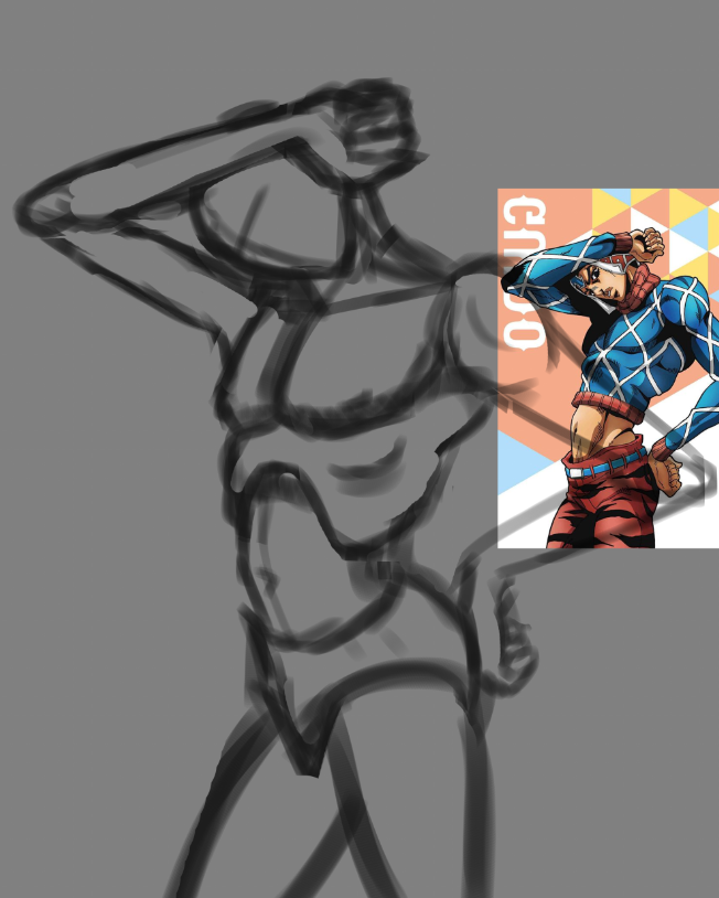 unfinished sketch of mista posing