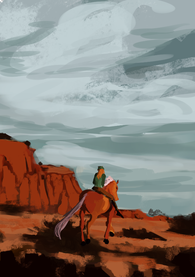 dio from steel ball run riding his horse through a desert