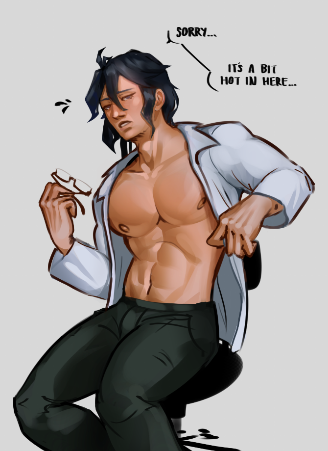 a buff doctor taking off his shirt