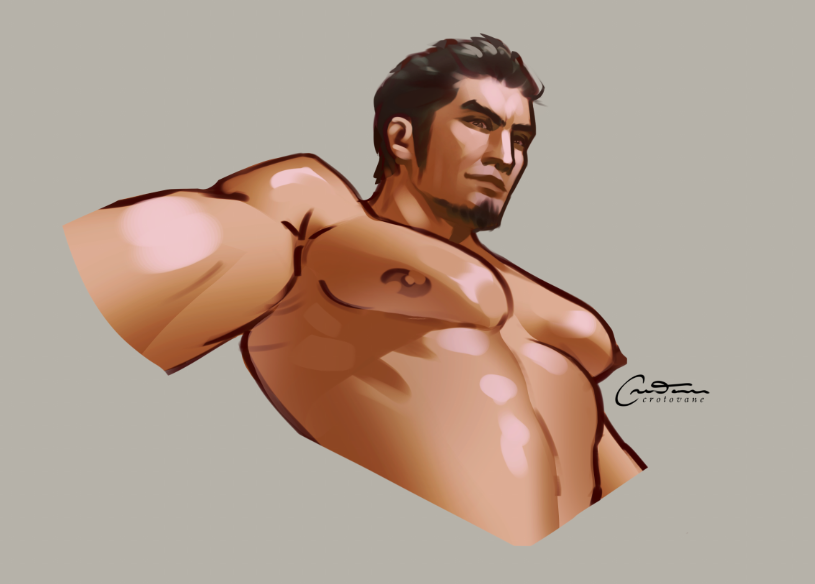 kiryu and his huge tits, now from below