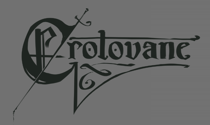 the word crotovane drawn in an ornate font with medieval sword decorations