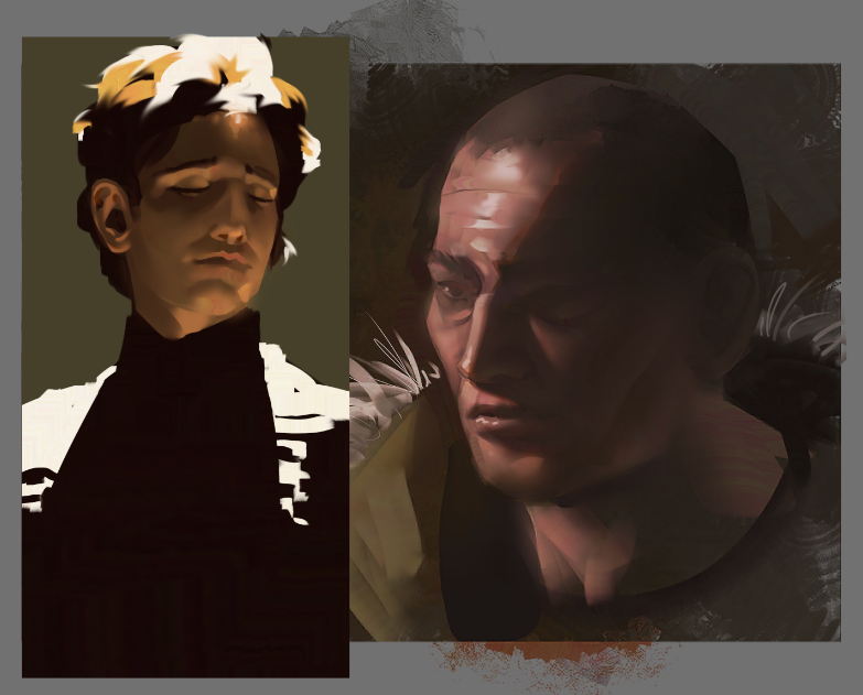 two lighting studies of a pinterest image and saejima from yakuza