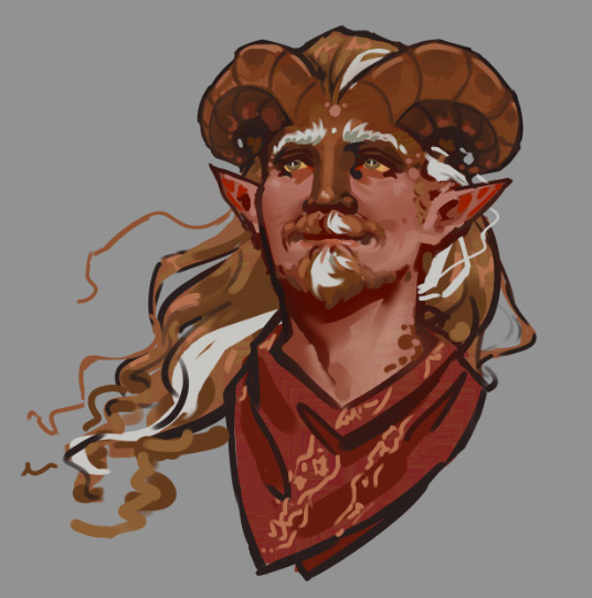 a satyr with long blonde hair and white-streaked facial hair