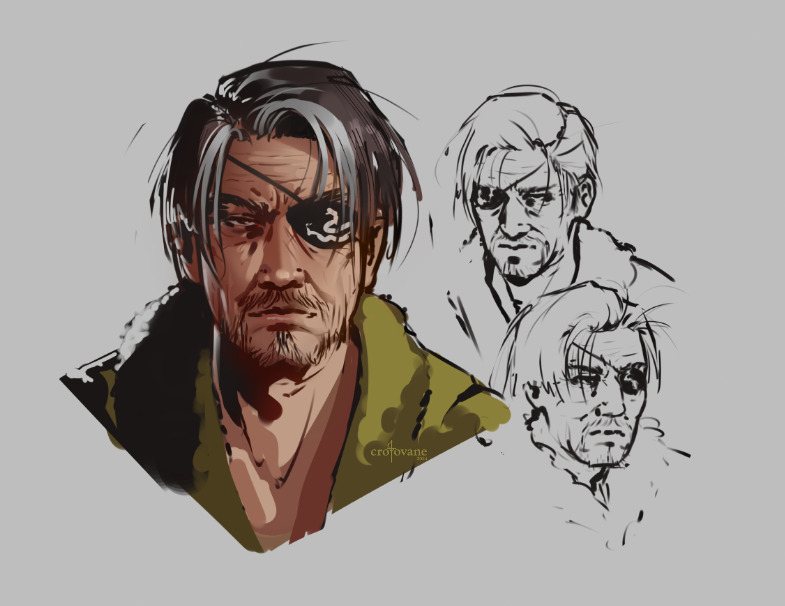 doodles of majima from infinite wealth, but with more wrinkles